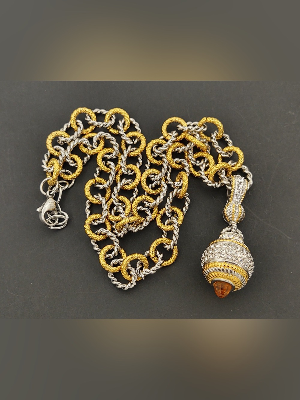 Designer DSMK Emma Skye Victorian Revival Crystal Orb Stainless Steel Necklace